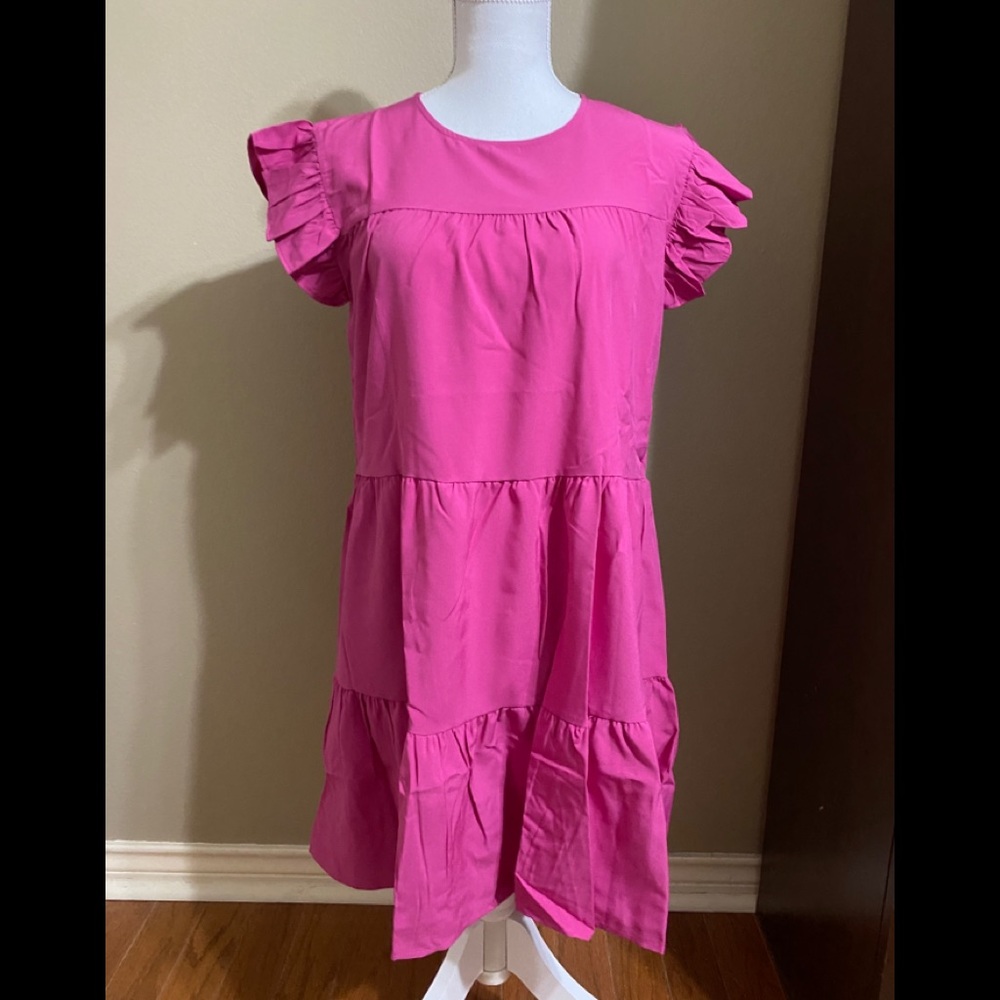 Fuschia short sleeve dress XL!